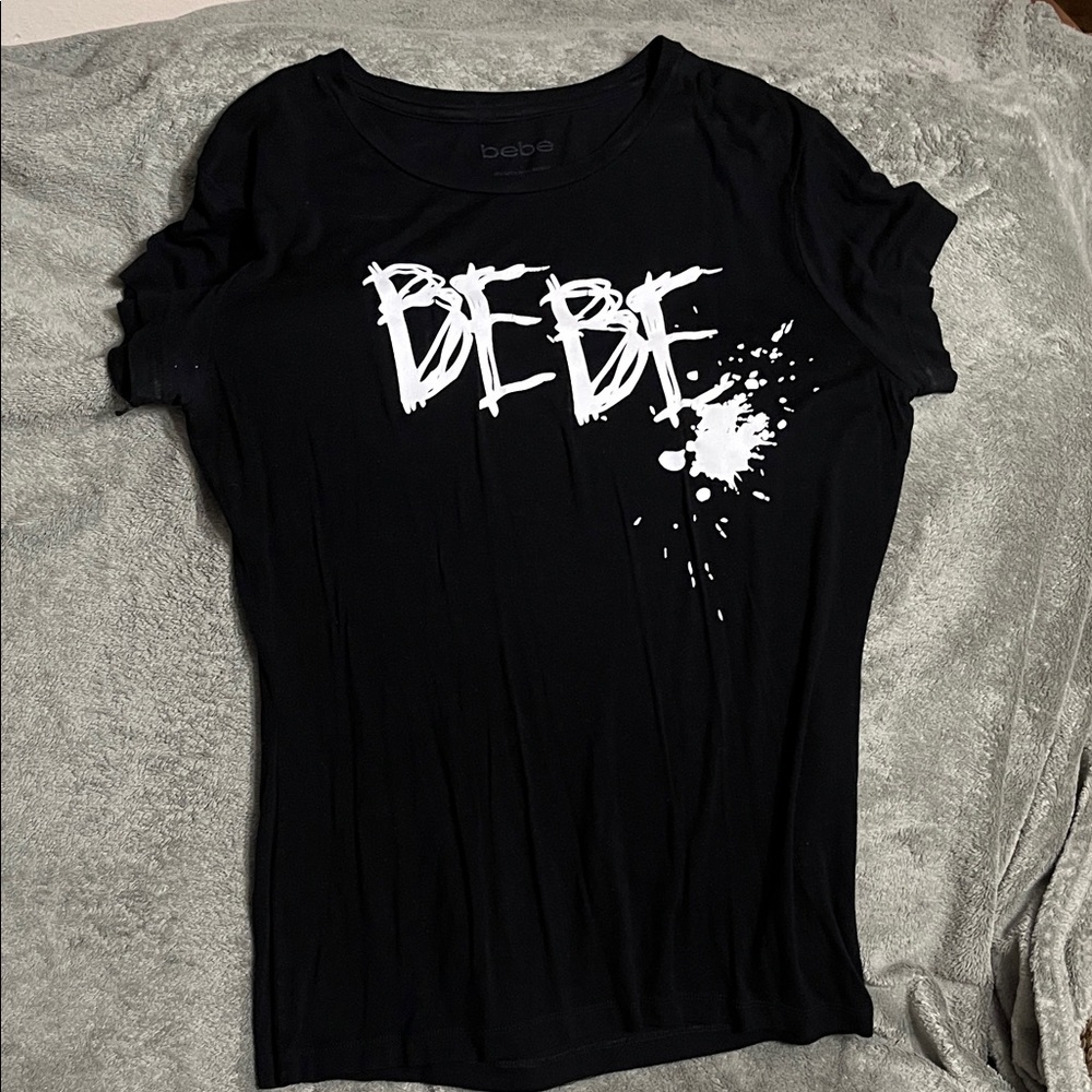 Bebe Black and White Graphic Tee